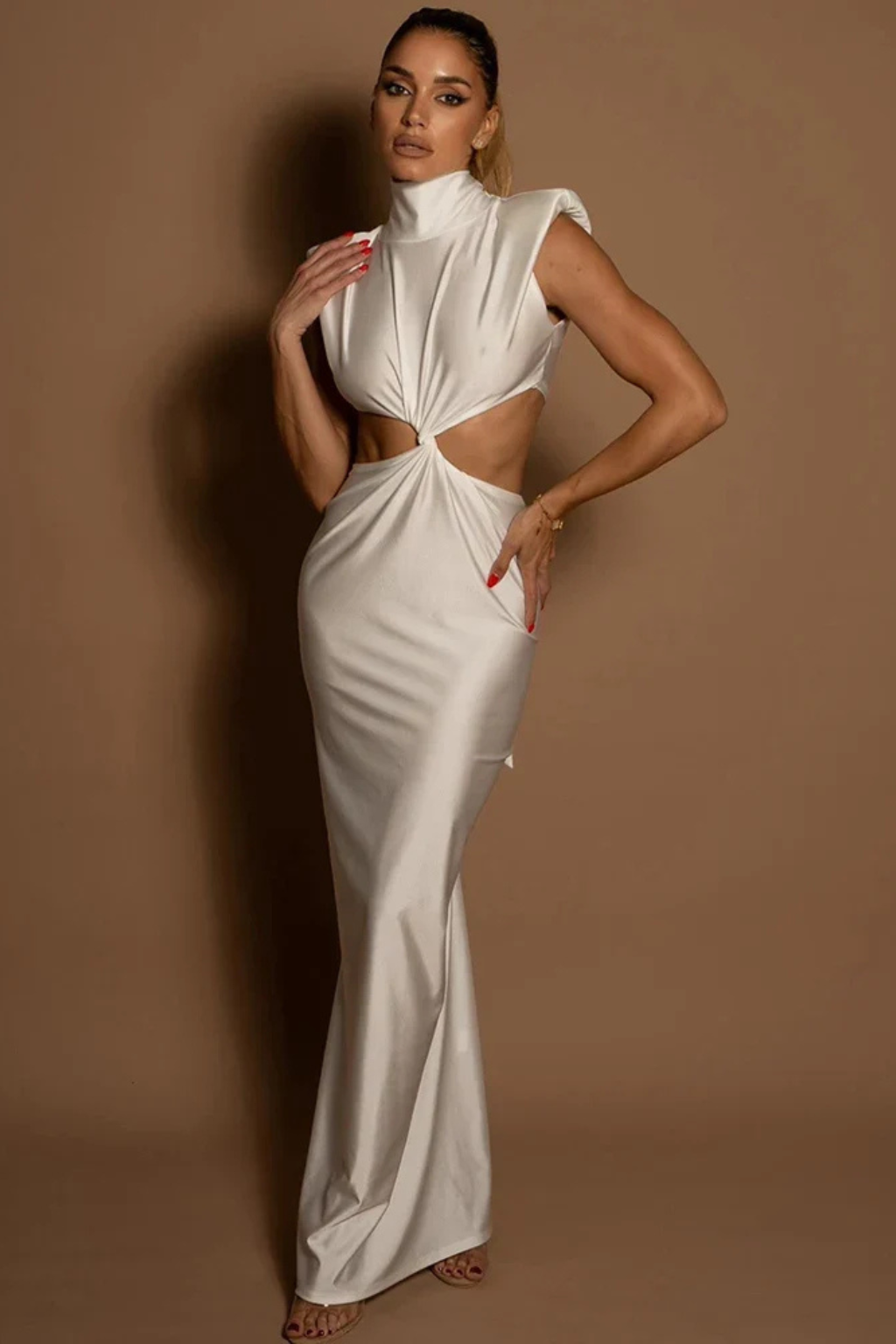 Olivia | Elegancka Damska Sukienka Maxi na Wesele z Wysokim Dekoltem 5