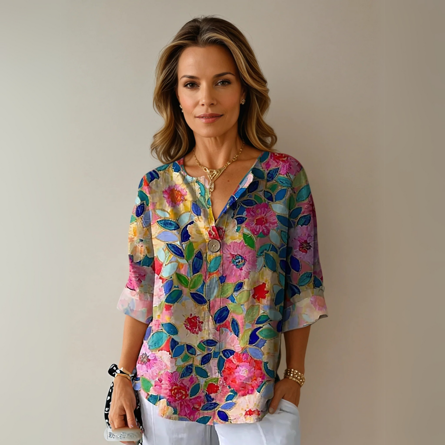 Olivia | Elegancka Kwiatowa Bluzka Damska Z Długim Rękawem 0