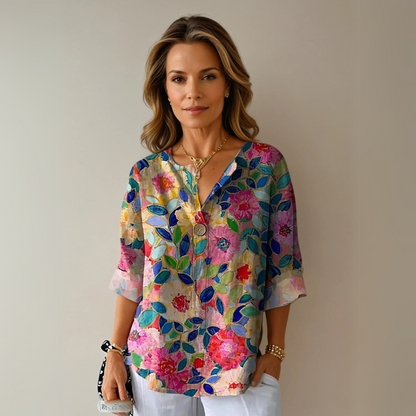 Olivia | Elegancka Kwiatowa Bluzka Damska Z Długim Rękawem 0