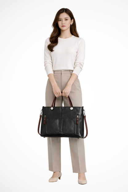 Olivia | Elegancka Strukturalna Torba Damska z Kieszeniami na Laptopa 7