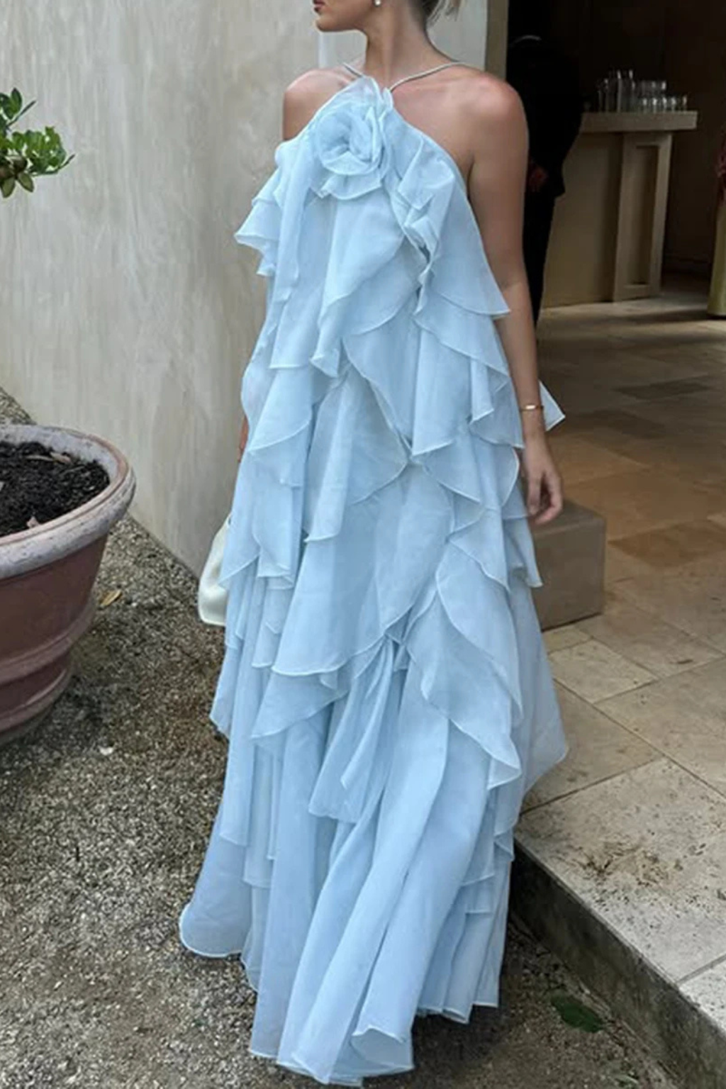 Olivia | Elegancka Sukienka Maxi z Falbaną na Wesele 4