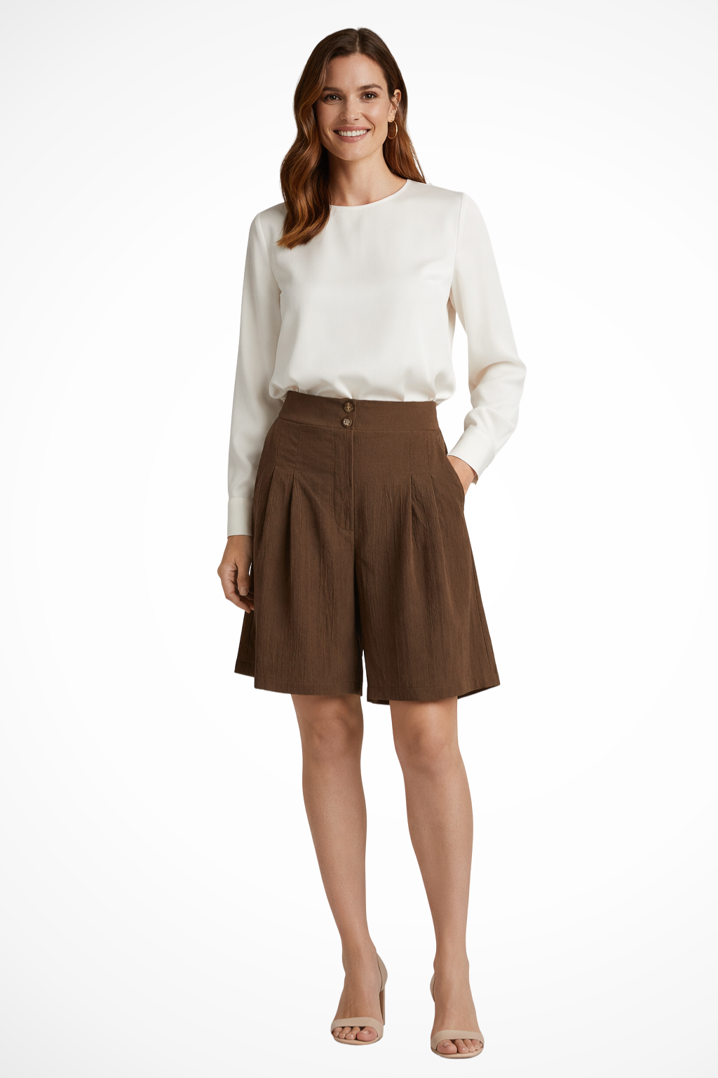 Olivia | Eleganckie Plisowane Bermudy z Wysokim Stanem 6
