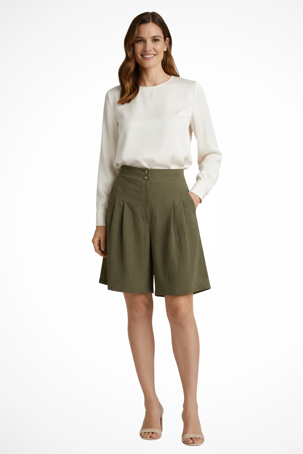 Olivia | Eleganckie Plisowane Bermudy z Wysokim Stanem 8