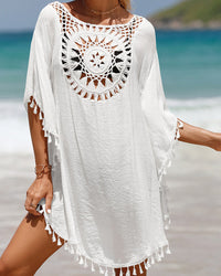 Lekki Boho Cover-Up na Plażę z Frędzlami