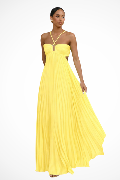 Olivia | Letnia Plisowana Sukienka Maxi z Dekoltem Halter 1