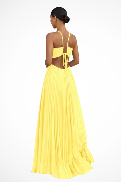 Olivia | Letnia Plisowana Sukienka Maxi z Dekoltem Halter 6