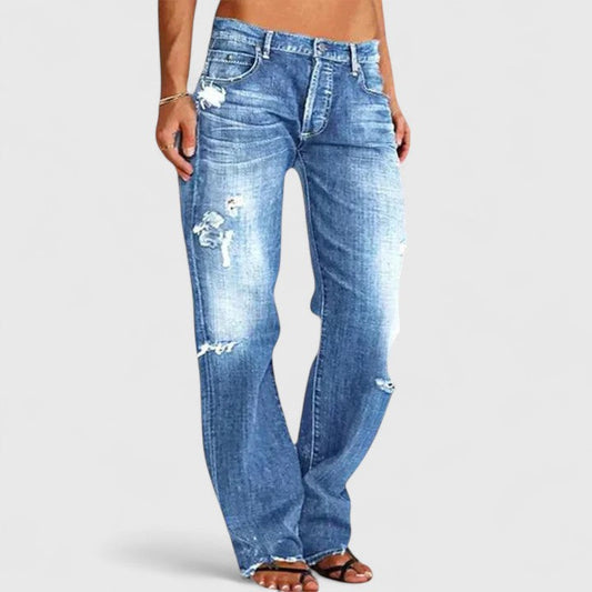 Olivia | Stylowe Damskie Jeansy Vintage z Prostymi Nogaawkami 0
