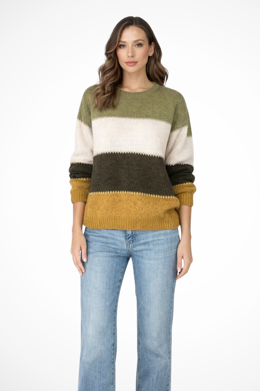 Olivia | Stylowy Wiosenny Sweter Damski z Dzianiny w Kolorze Block 0