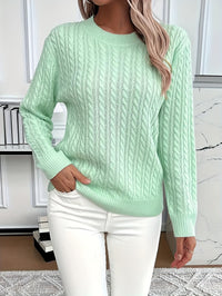 Sweter Oversize Damski w Warkocze z Okrągłym Dekoltem