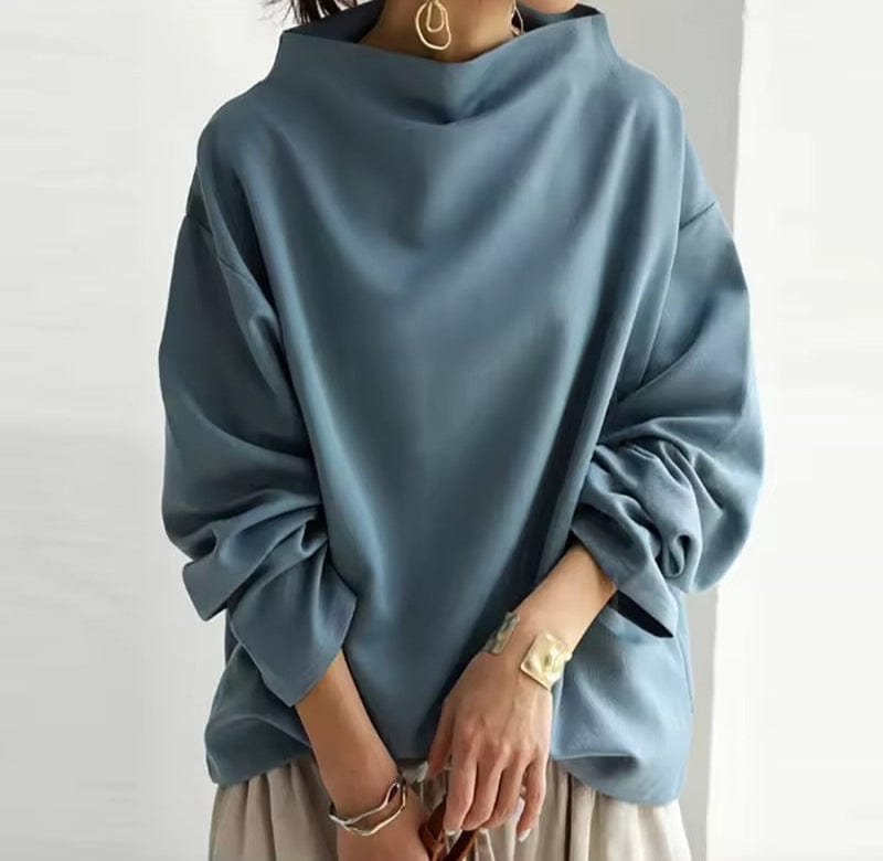 Sweter Oversize Damski z Drapowanym Kołnierzem