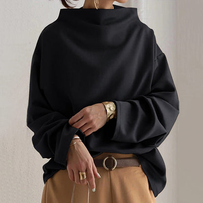 Sweter Oversize Damski z Drapowanym Kołnierzem