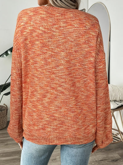 Sweter Damski Pomarańczowy z Bufiastymi Rękawami