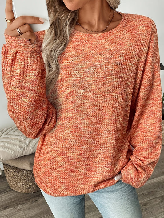 Sweter Damski Pomarańczowy z Bufiastymi Rękawami