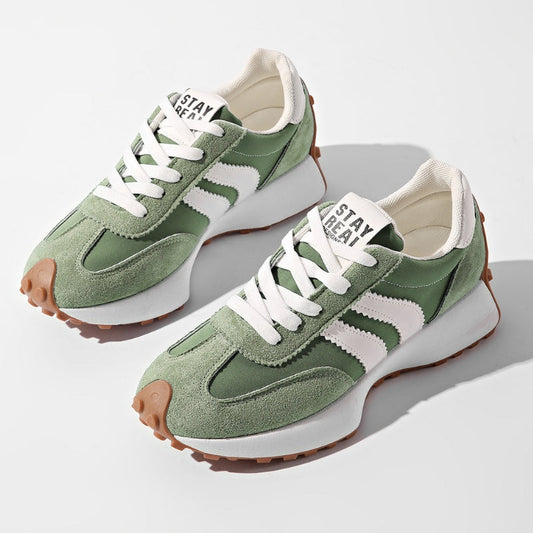 Retro Styl | Damskie Buty Biegowe na Platformie z Zamszu | Komfort i Styl na Co Dzień