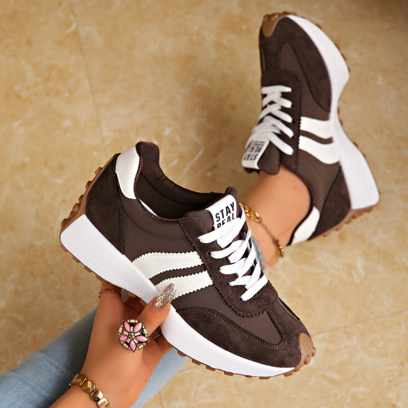Retro Styl | Damskie Buty Biegowe na Platformie z Zamszu | Komfort i Styl na Co Dzień