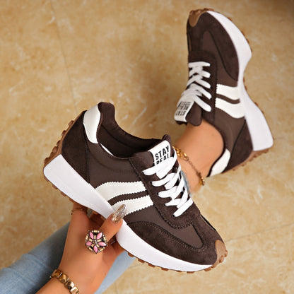 Retro Styl | Damskie Buty Biegowe na Platformie z Zamszu | Komfort i Styl na Co Dzień