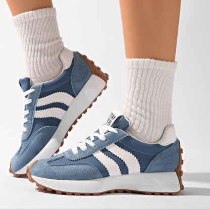 Retro Styl | Damskie Buty Biegowe na Platformie z Zamszu | Komfort i Styl na Co Dzień