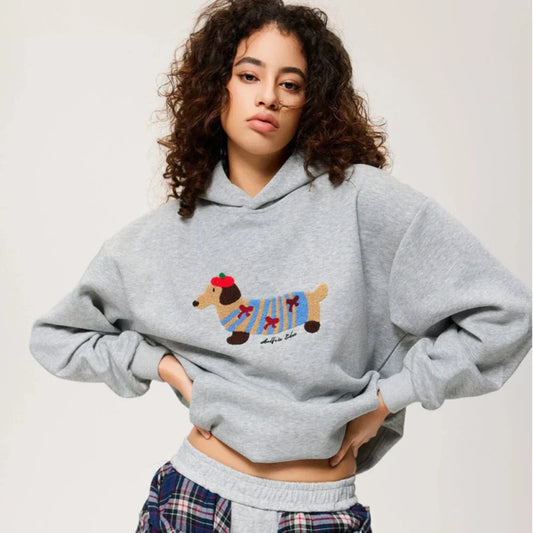 Dante | Bluza oversize unisex z haftowanym jamnikiem