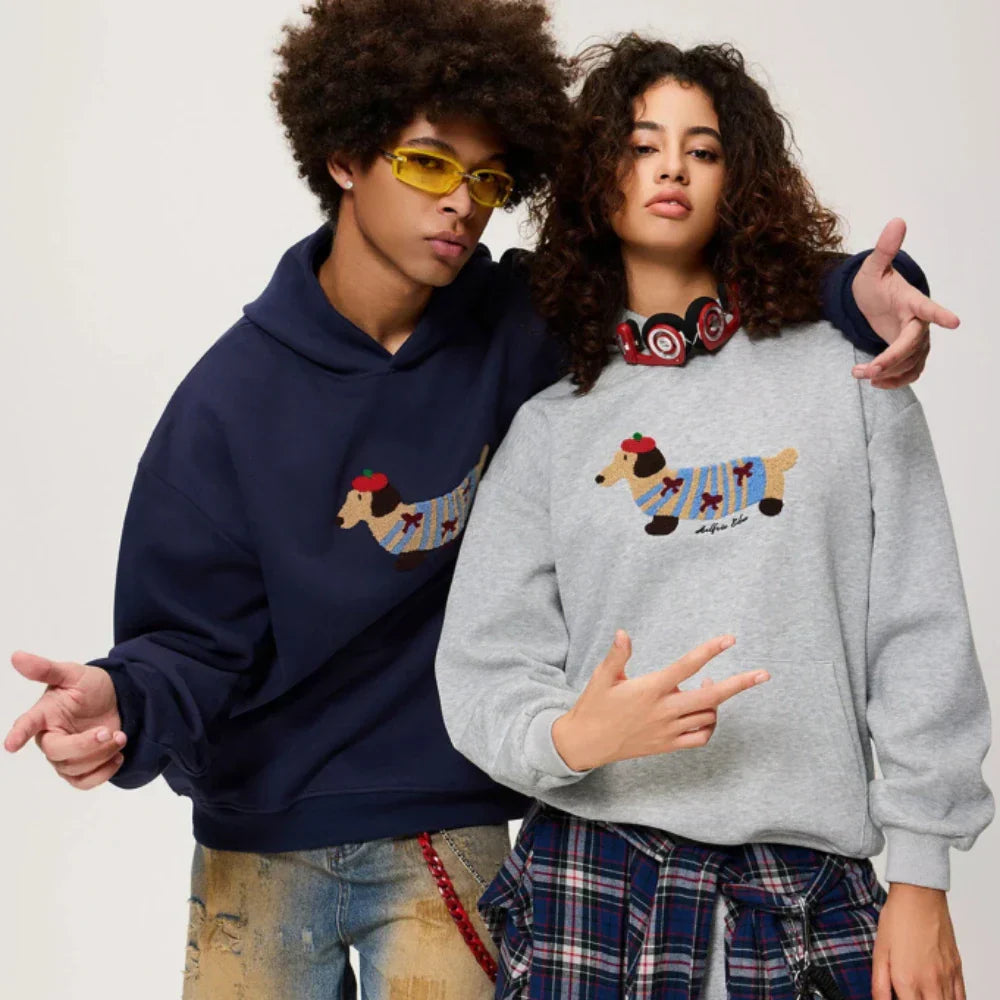 Dante | Bluza oversize unisex z haftowanym jamnikiem