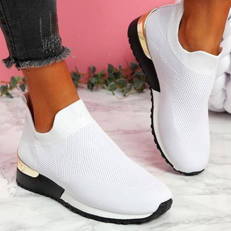 Sneakersy Damskie Wsuwane na Szeroką Stopę
