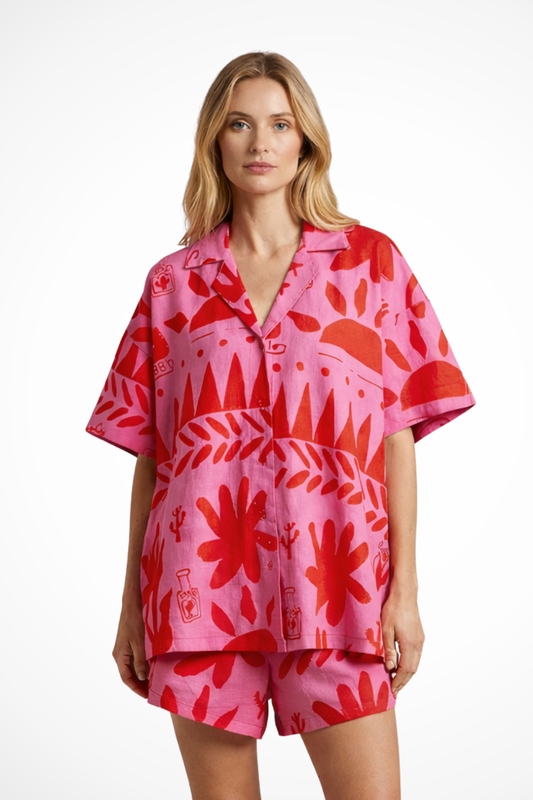 Sophia | Casual Summer Shirt and Shorts Set with Collar 0