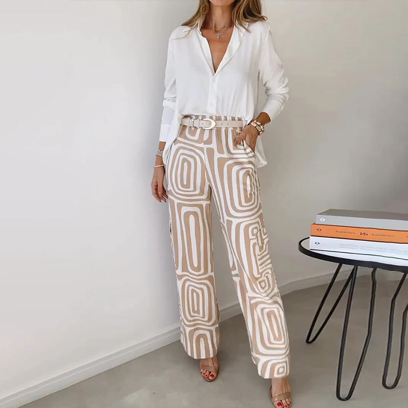 Sophia | Stylowy Dwuczęściowy Zestaw z Wzorzystymi Spodniami 0