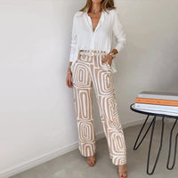 Sophia | Stylowy Dwuczęściowy Zestaw z Wzorzystymi Spodniami