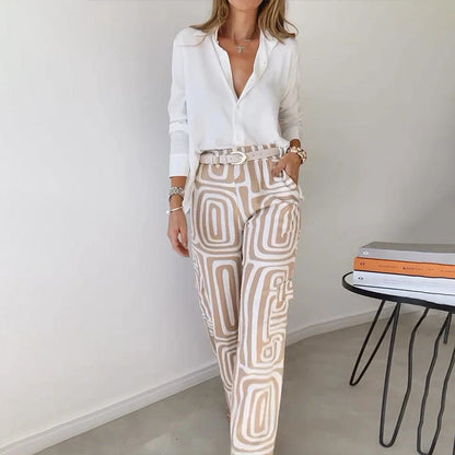 Sophia | Stylowy Dwuczęściowy Zestaw z Wzorzystymi Spodniami 2