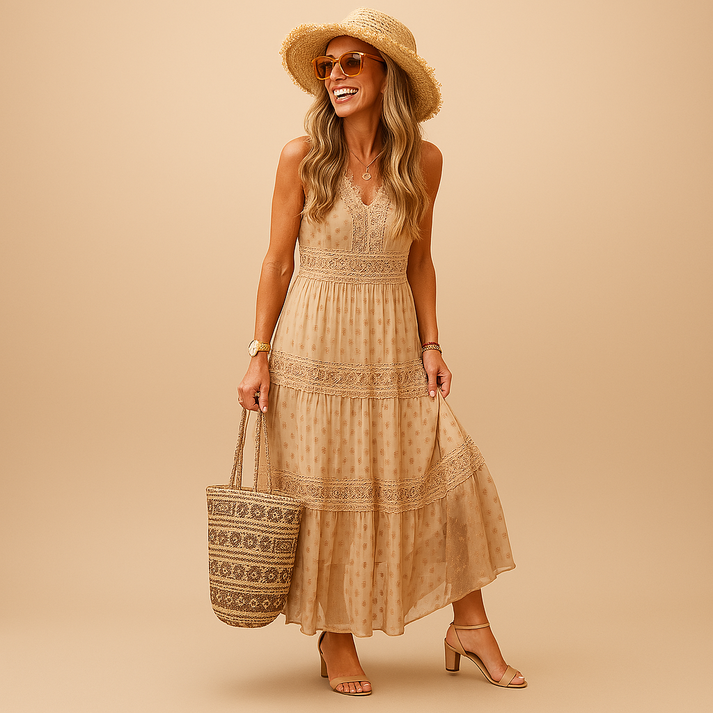 Styl Boho | Sukienka Letnia Damska z Lekkiego Materiału | Luźny Krój na Plażę