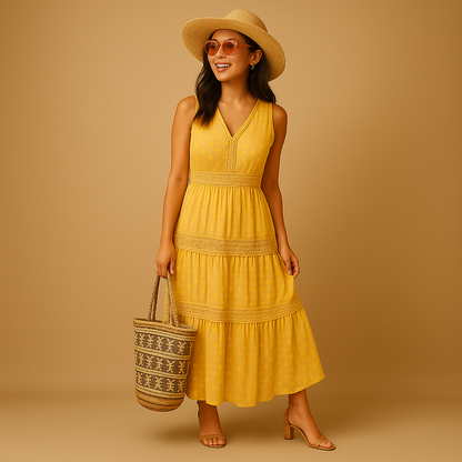 Styl Boho | Sukienka Letnia Damska z Lekkiego Materiału | Luźny Krój na Plażę
