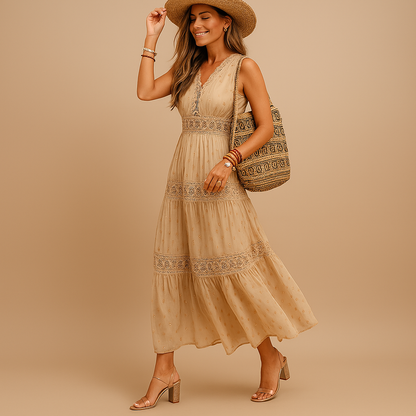 Styl Boho | Sukienka Letnia Damska z Lekkiego Materiału | Luźny Krój na Plażę