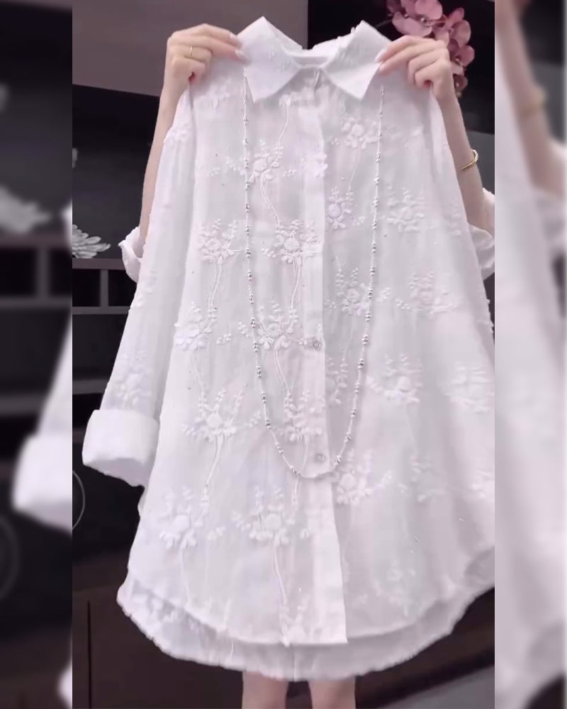 Stylowa Koszula Damska w Kwiaty z Obniżonymi Ramionami | Lekkie i Oddychające Tkaniny dla Eleganckiego Wyglądu 1