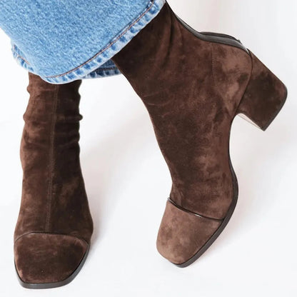 Stylowe Botki Damskie na Obcasie z Kwadratowymi Noskami | Wygodne i Eleganckie Buty na Co Dzień 0