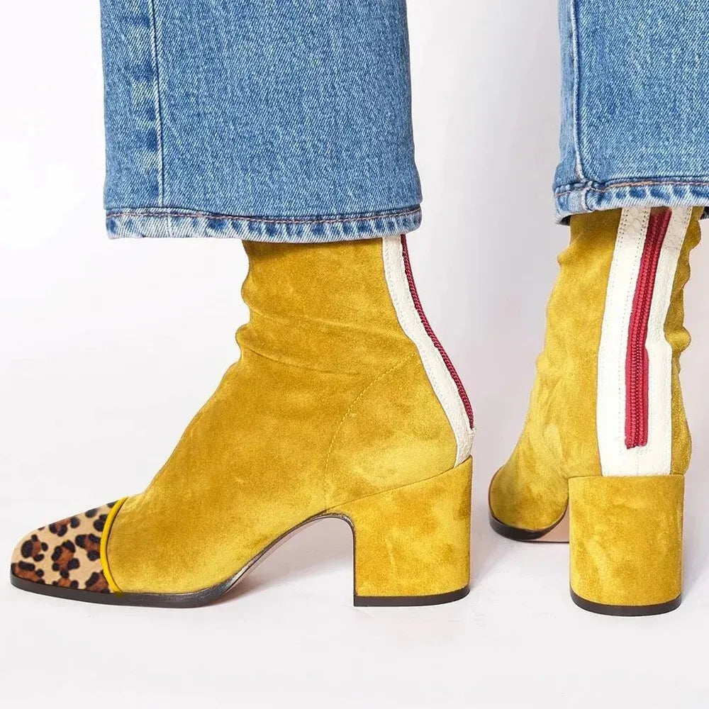Stylowe Botki Damskie na Obcasie z Kwadratowymi Noskami | Wygodne i Eleganckie Buty na Co Dzień 3