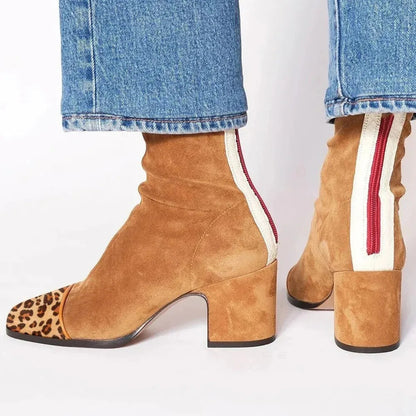 Stylowe Botki Damskie na Obcasie z Kwadratowymi Noskami | Wygodne i Eleganckie Buty na Co Dzień 5