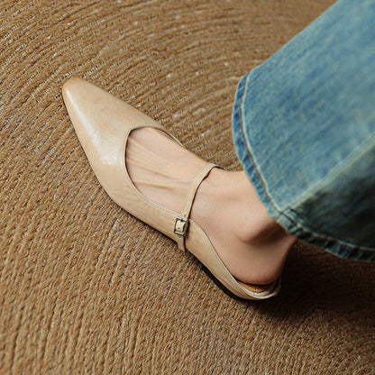Stylowe Damskie Buty na Płaskiej Podeszwie z Paskiem - Elegancja na Co Dzień