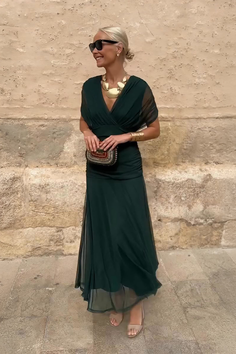Sukienka Maxi na Wesele | Elegancka Długa Sukienka Wieczorowa z Dekoltem V