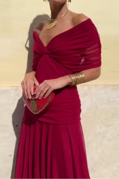 Sukienka Maxi na Wesele | Elegancka Długa Sukienka Wieczorowa z Dekoltem V