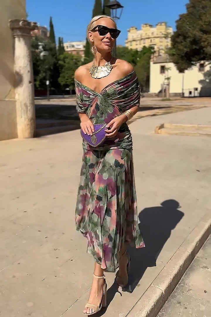 Sukienka Maxi na Wesele | Elegancka Długa Sukienka Wieczorowa z Dekoltem V