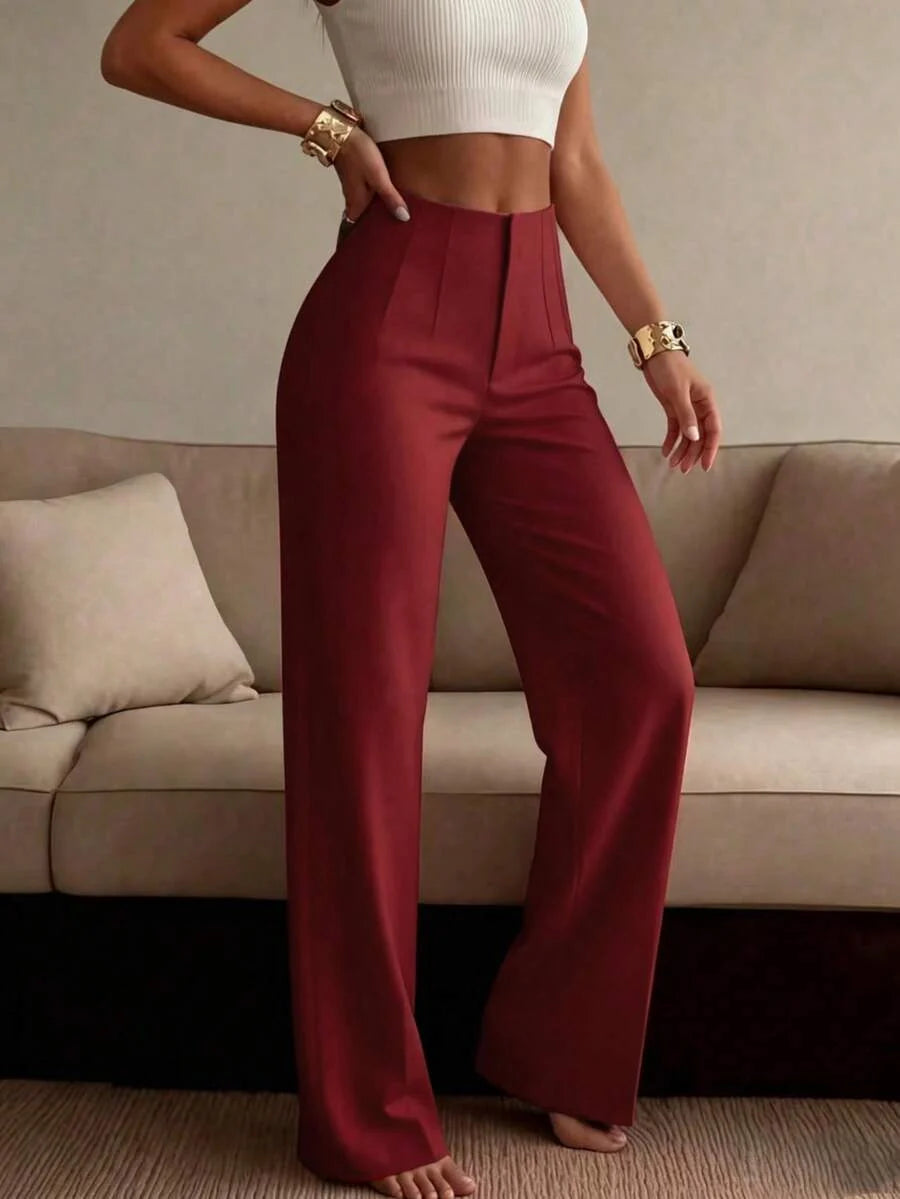 Spodnie Damskie Eleganckie Szerokie z Kantem