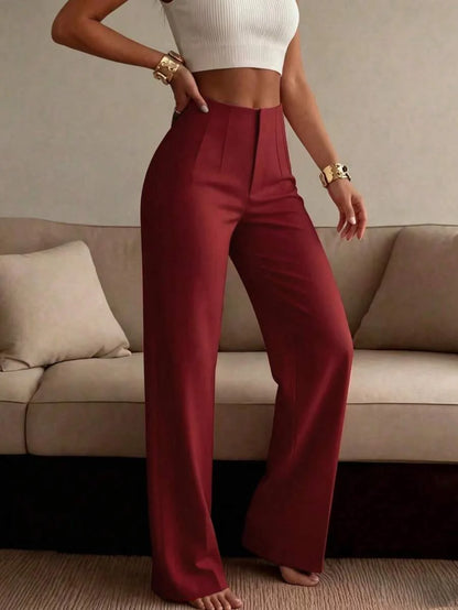 Spodnie Damskie Eleganckie Szerokie z Kantem