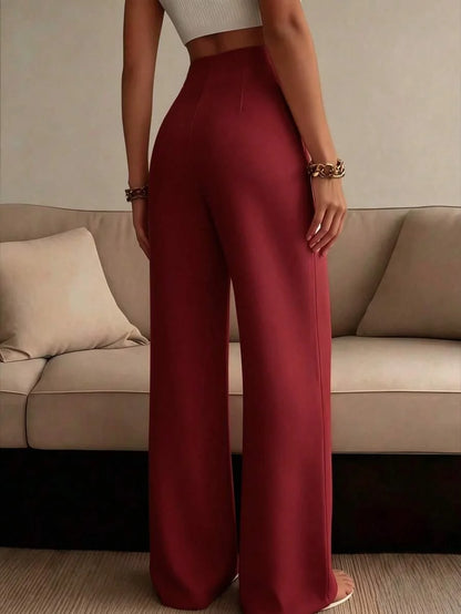 Spodnie Damskie Eleganckie Szerokie z Kantem