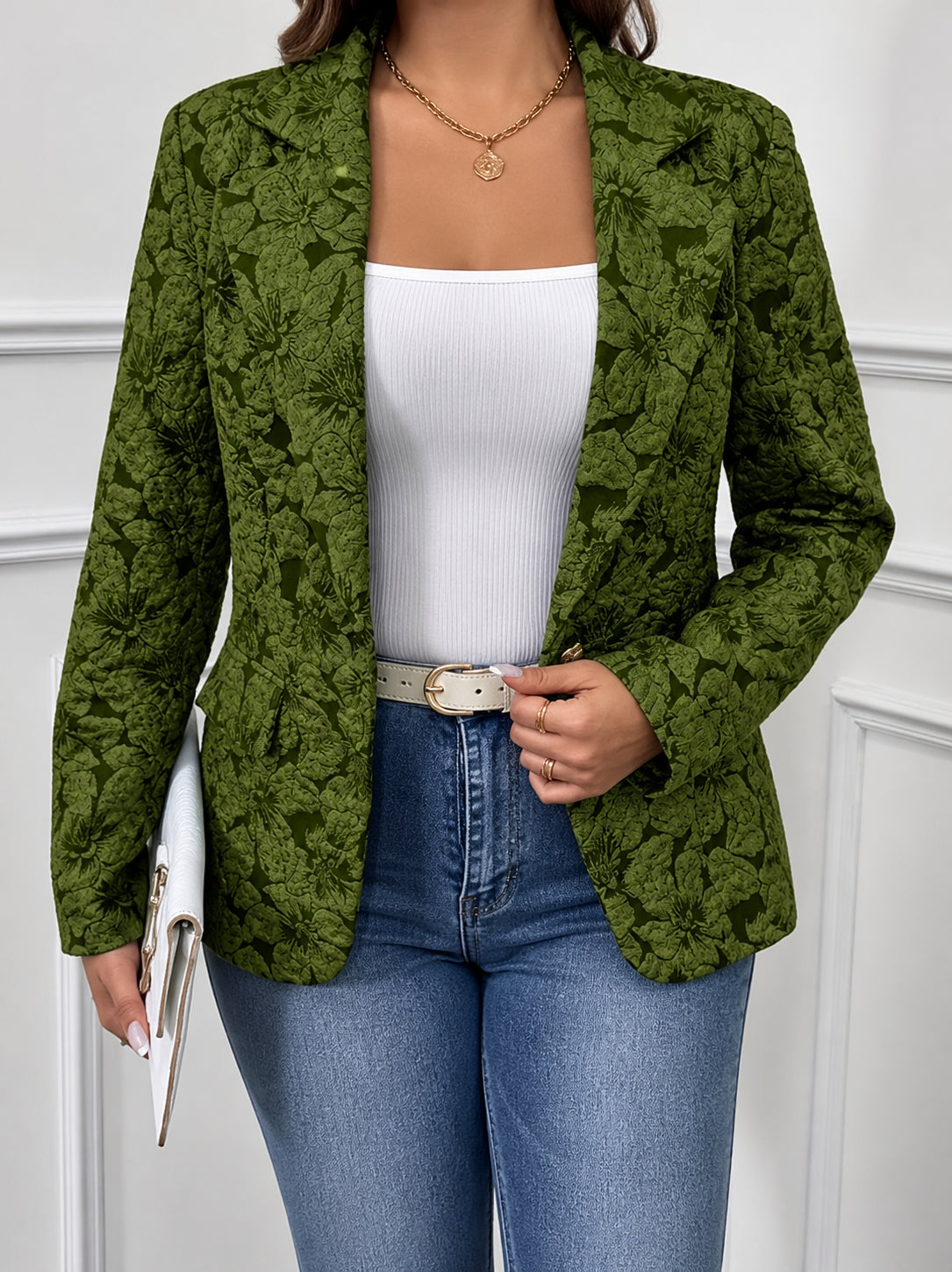 Marynarka Damska Taliowana Wzór Paisley Elegancka