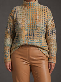 Sweter Golf Damski Oversize w Drobne Kropki