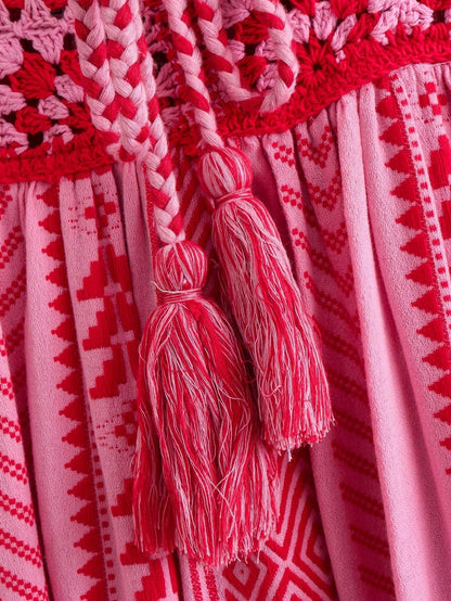 Amara | Maxi sukienka z etnicznym wzorem, na ramiączkach i z rozcięciem dla kobiet