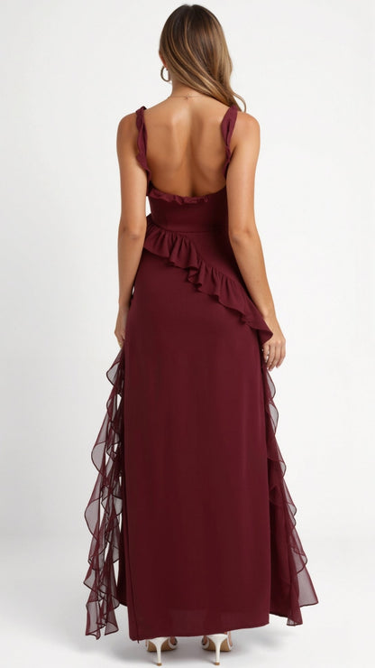 Elavira | Elegancka Sukienka Maxi z Falbankami