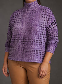Sweter Golf Damski Oversize Wzór Geometryczny